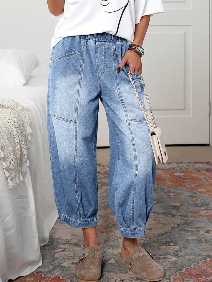 High Waisted Elastic Jogger Jeans