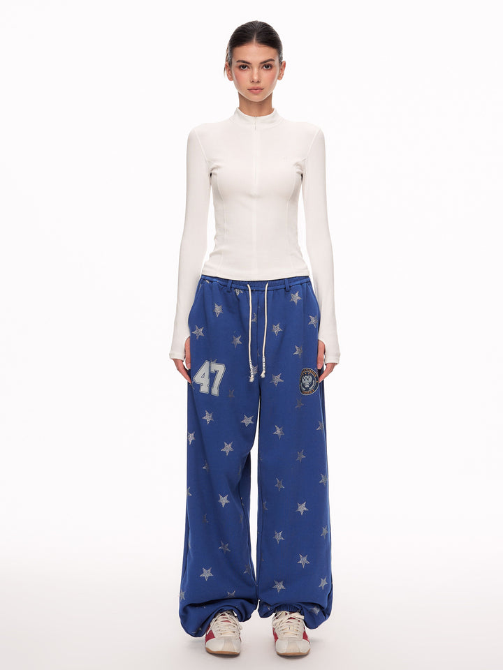 Sparkly Star Print Baggy Sweatpants