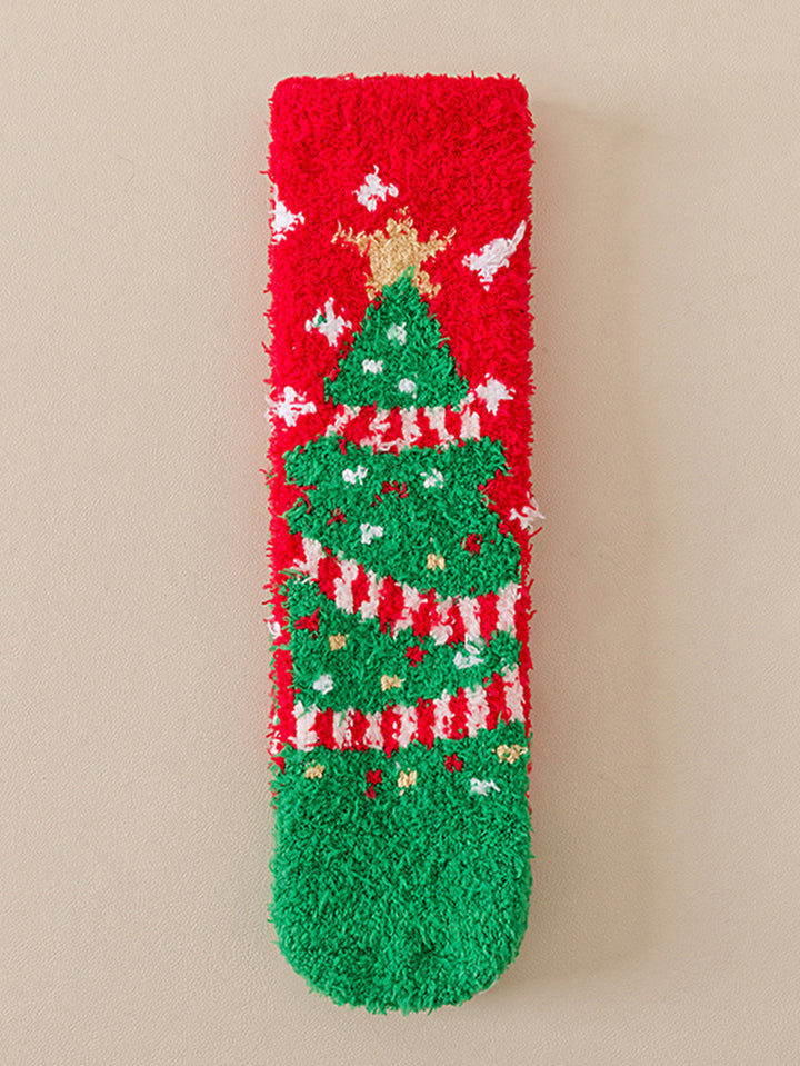 Cozy Plush Christmas Tree Socks