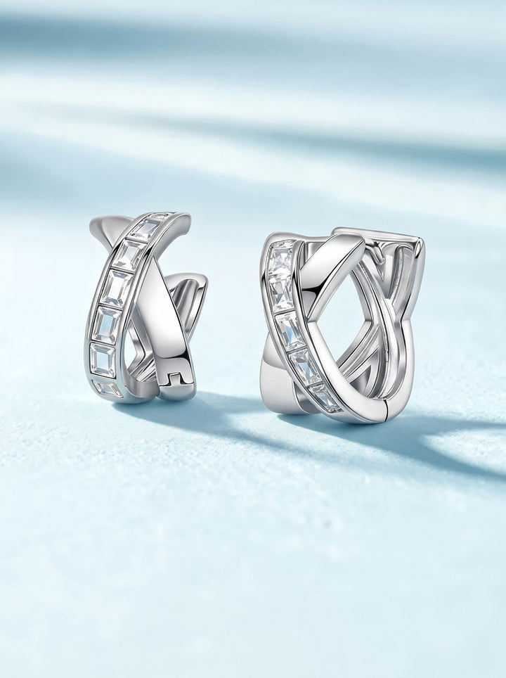 Elegant Sparkling Cross Huggie Earrings