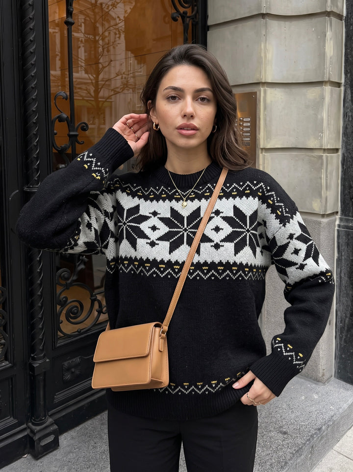 Cozy Fair Isle Pattern Pullover Sweater