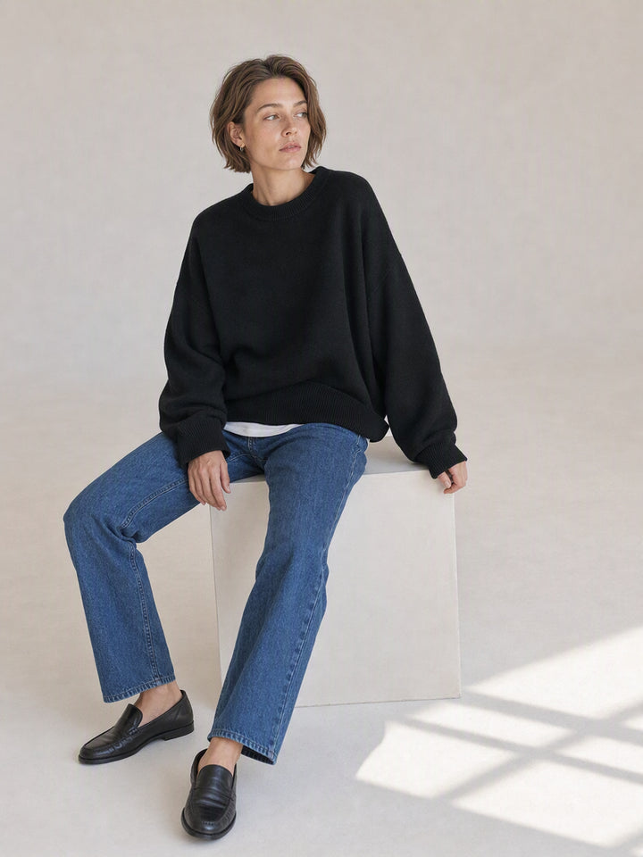 Oversized Mock Neck Pullover Sweatshirt