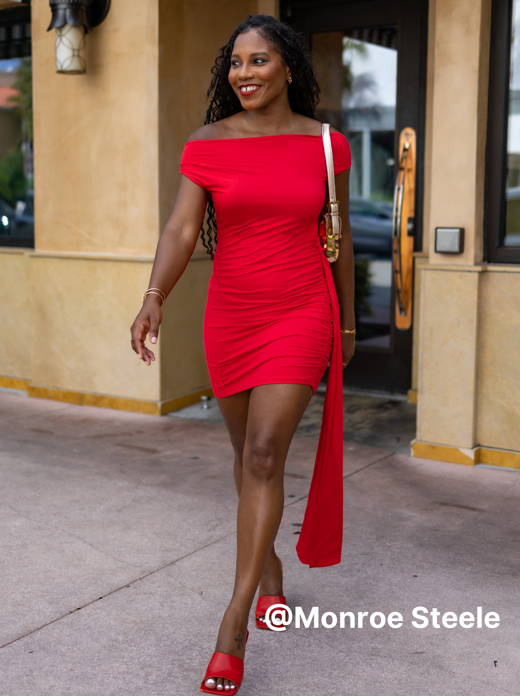 Off Shoulder Draped Side Sexy Mini Dress – MUSETOPIA