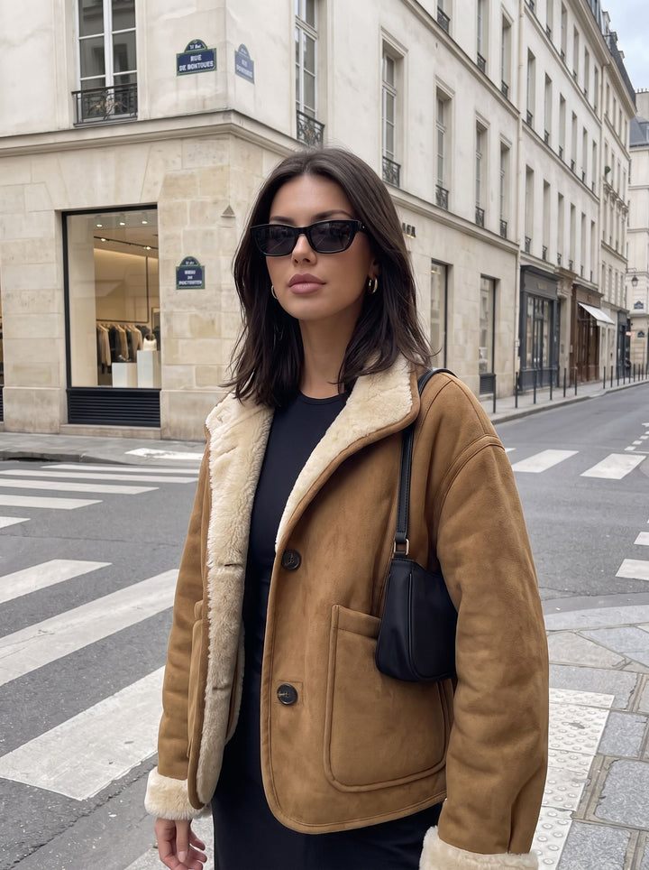 Cozy Faux Suede Sherpa Jacket
