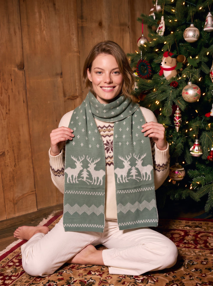 Cozy Reindeer Pattern Winter Scarf