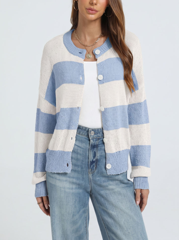 Cozy Striped Button Down Cardigan