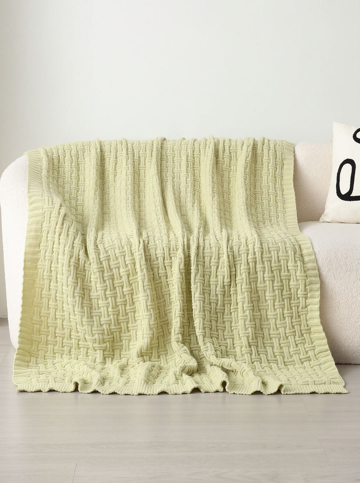 Soft Textured Pink Knit Throw Blanket