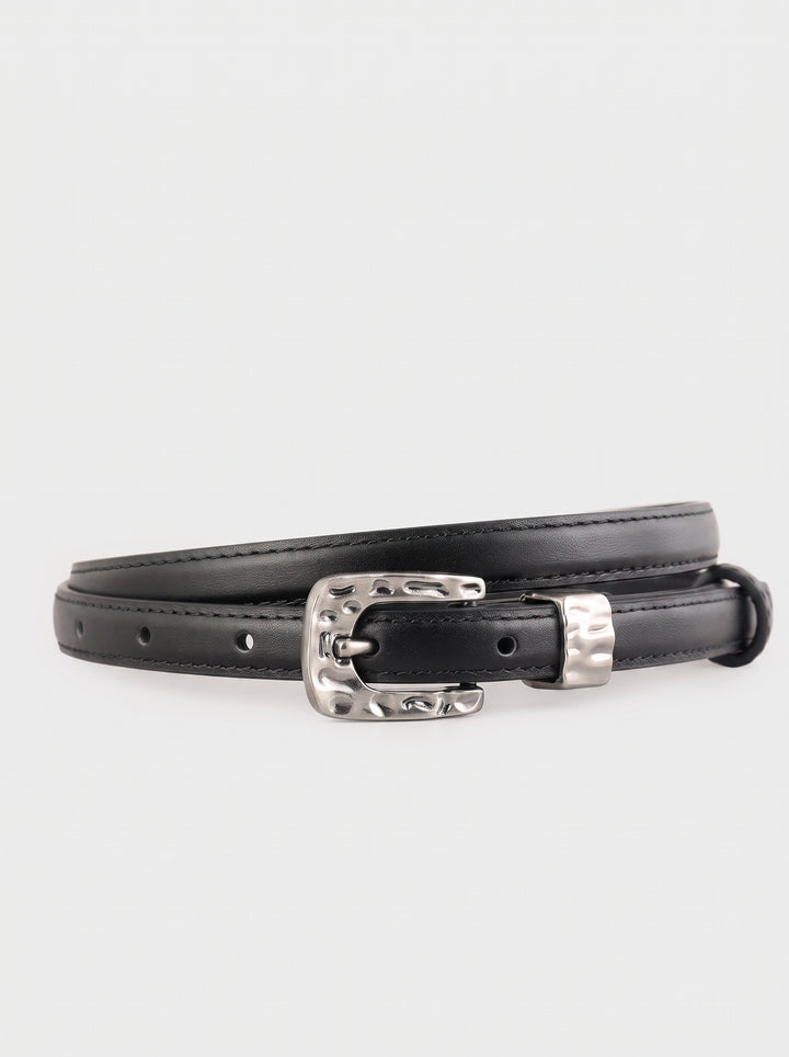 Minimalist Gold Buckle Skinny Belt