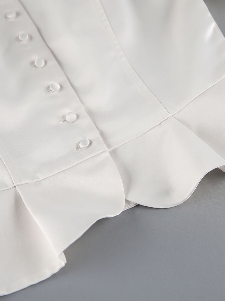 Puff Sleeve Fitted Button Down Shirt