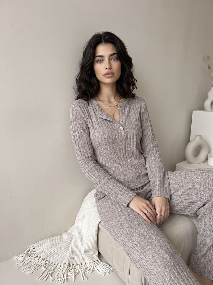 Soft Ribbed Knit Loungewear Set