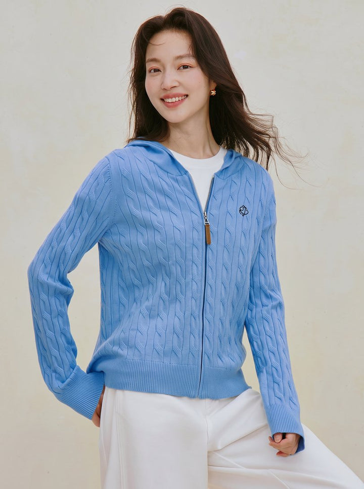 Cable Knit Zip Up Cardigan