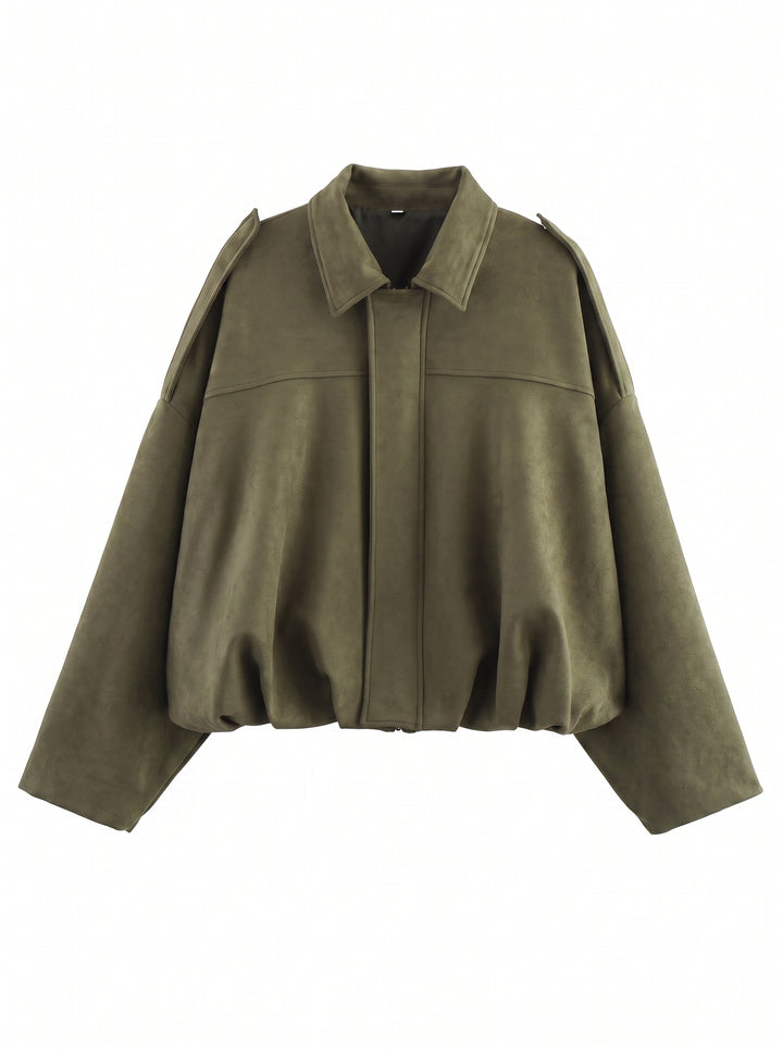 Oversized Suede Bubble Hem Jacket