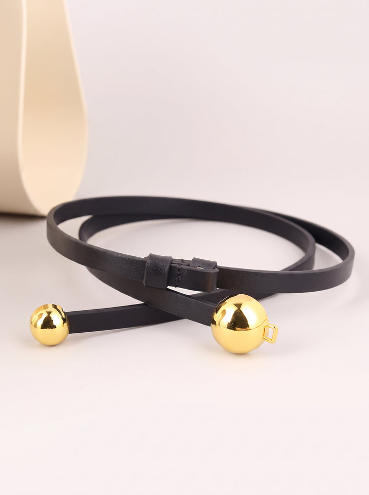 Minimalist Slim Metal Ball Waist Belt