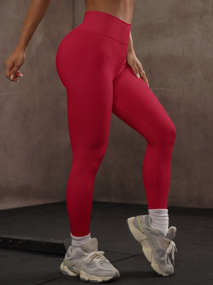 High-Waisted Ribbed Slim-Fit Training Yoga Leggings