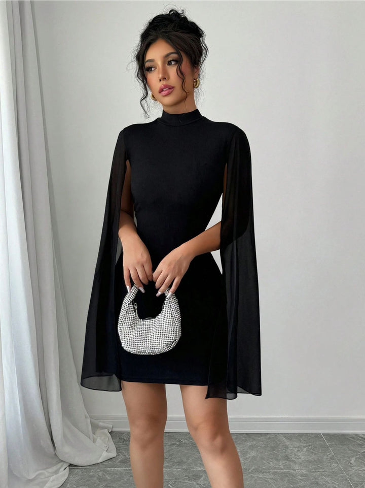 Elegant Cape Sleeve Mini Dress