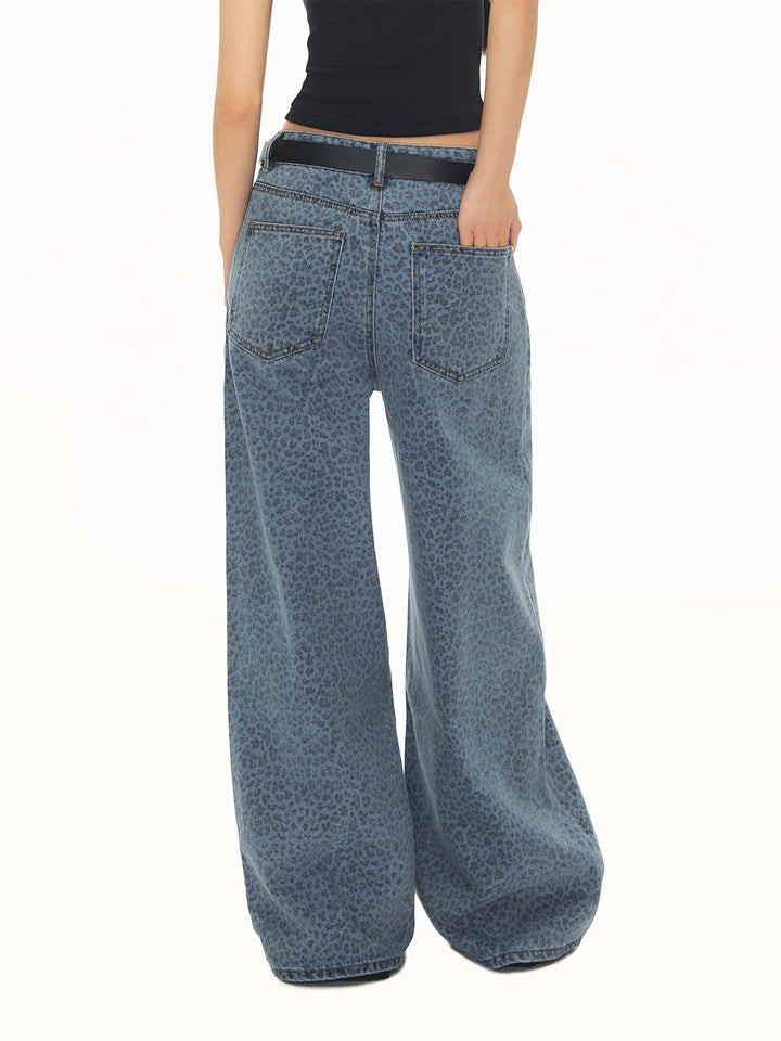 Leopard Print Wide Leg Jeans