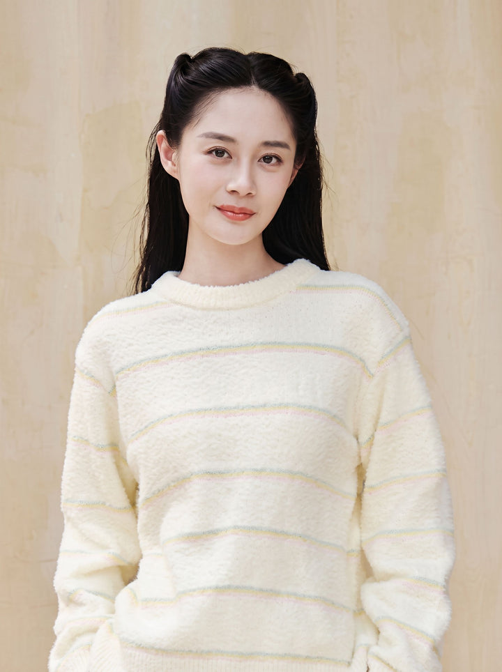 Cozy Fuzzy Striped Pajama Top