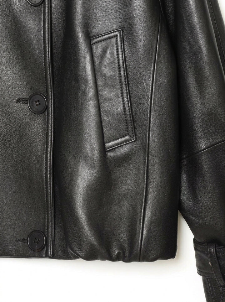 Oversized Double Breasted Leather Jacket