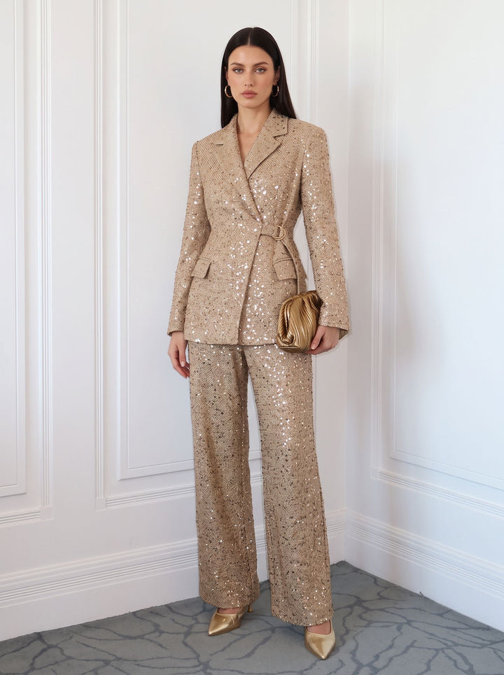 Sparkly Sequin Tweed Blazer Jacket