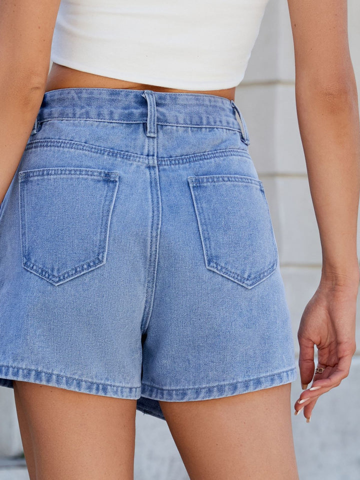 Asymmetric High Rise Denim Skort