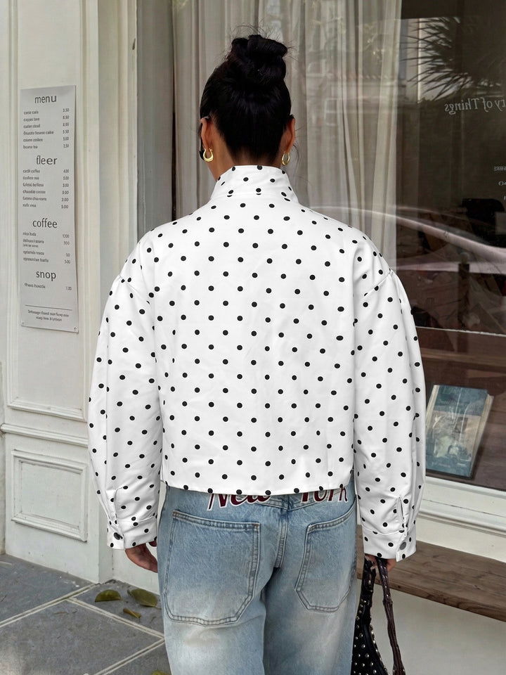 Polka Dot Mock Neck Jacket