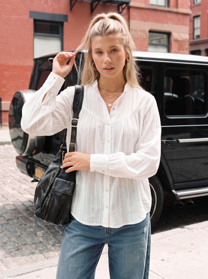 Oversized Textured Button Down Shirt