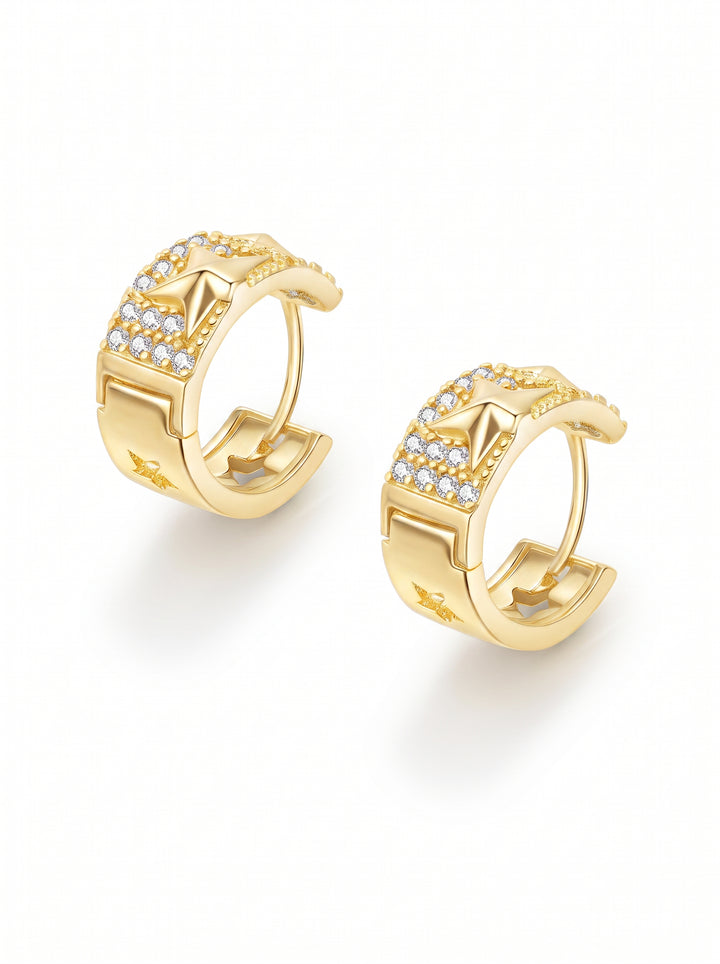 Sparkling Star Pave Huggie Hoop Earrings