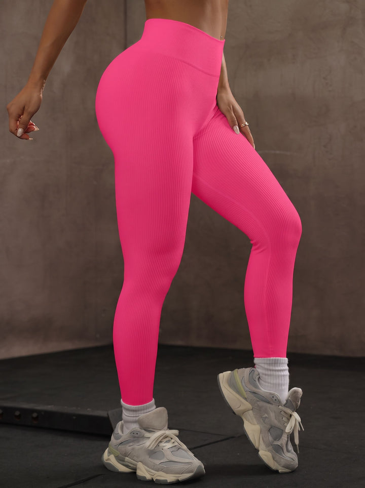 High-Waisted Ribbed Slim-Fit Training Yoga Leggings