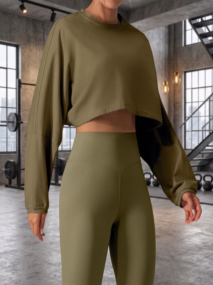 Oversized Cropped Long Sleeve Workout Tee