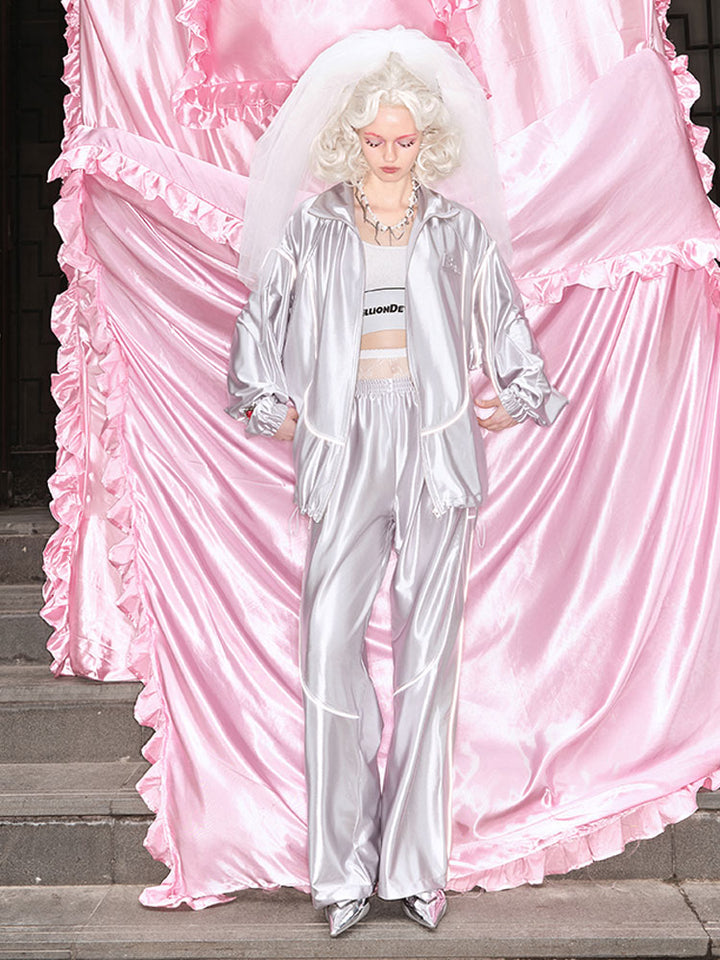 Metallic Oversized High Waisted Pants