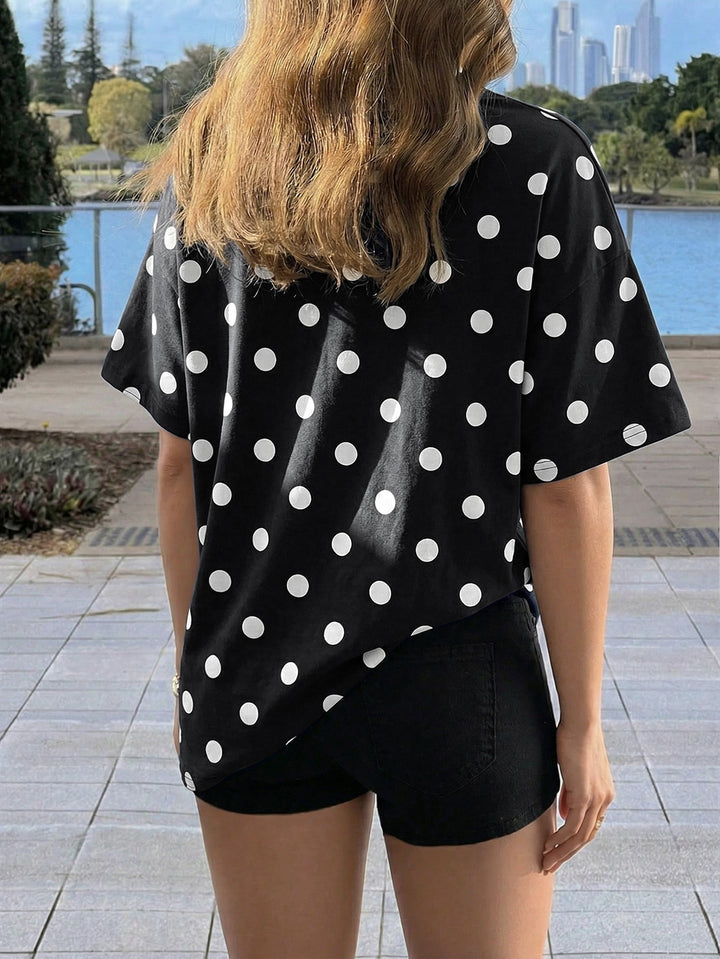 Oversized Polka Dot Graphic T-Shirt