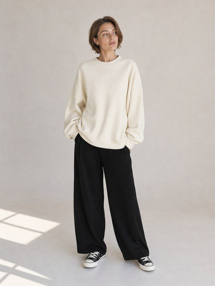 Oversized Mock Neck Pullover Sweatshirt