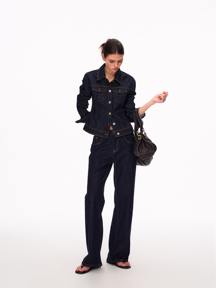 Fitted Dark Wash Denim Jacket