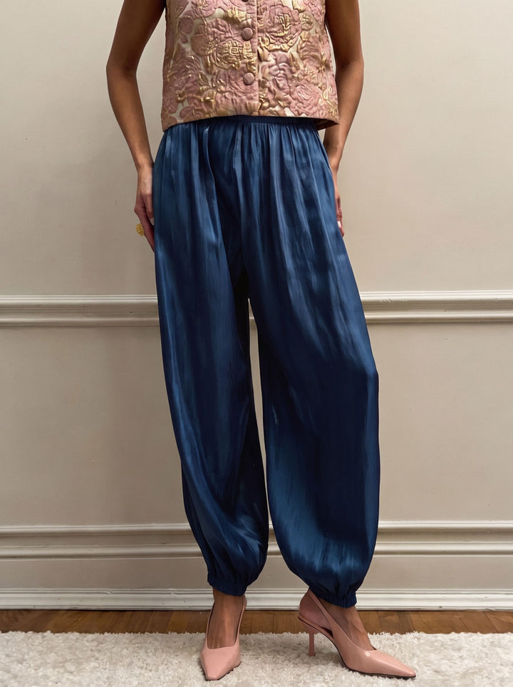 Silky Satin Elastic Hem Pants