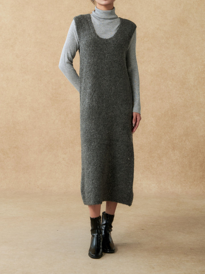 Cozy Layered Sleeveless Knit Sweater Dress