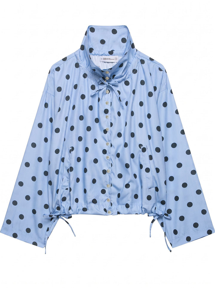 Polka Dot Drawstring Hem Jacket