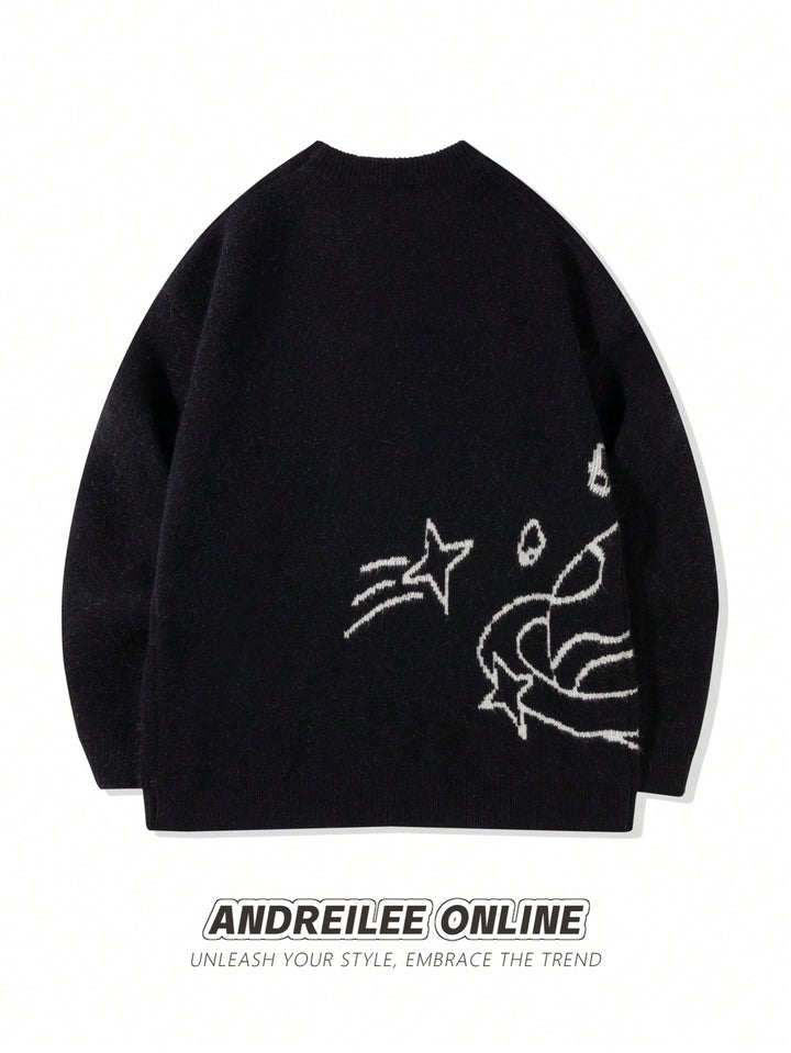 Oversized Graphic Planet Knit Sweater