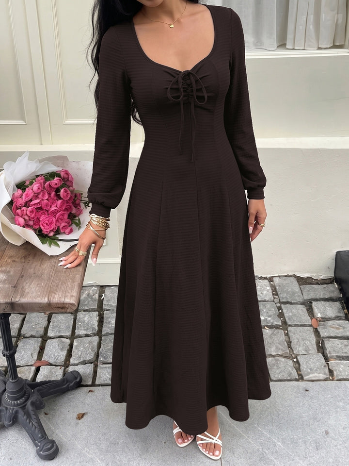 Textured Lace Up Maxi Dress