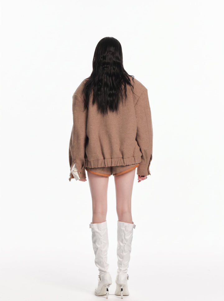 Oversized Vintage Wool Blend Bomber Jacket