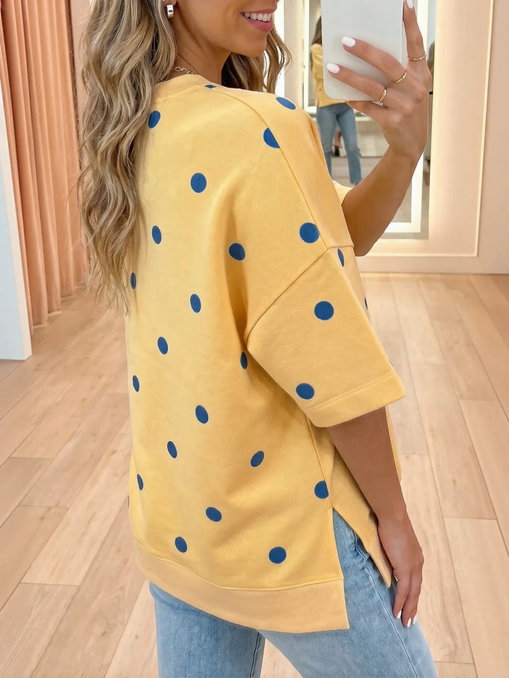 Oversized Polka Dot Crewneck Sweatshirt
