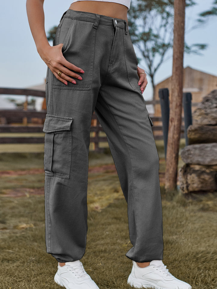 High Waisted Relaxed Cargo Jeans