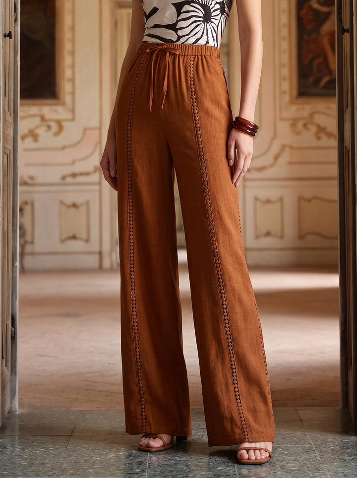 High Waisted Linen Blend Pants