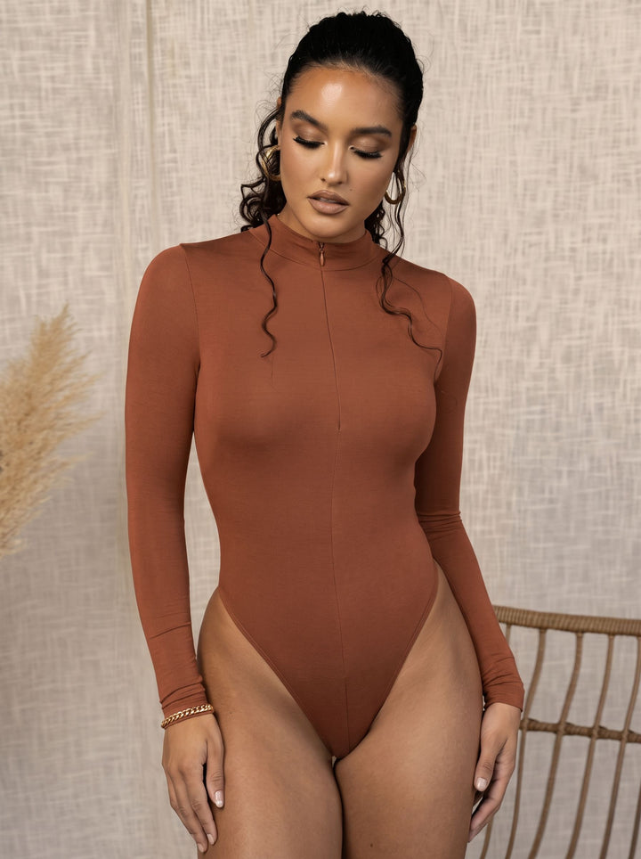 Fitted Zip Up Long Sleeve Bodysuit