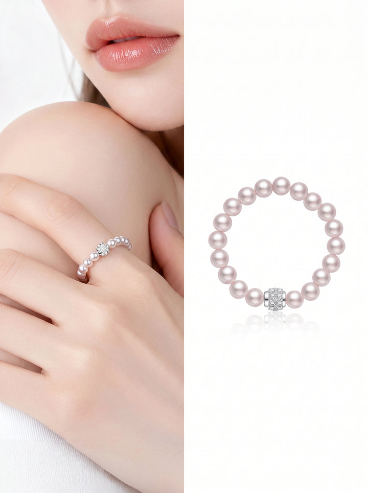 Elegant Crystal Pearl Beaded Ring