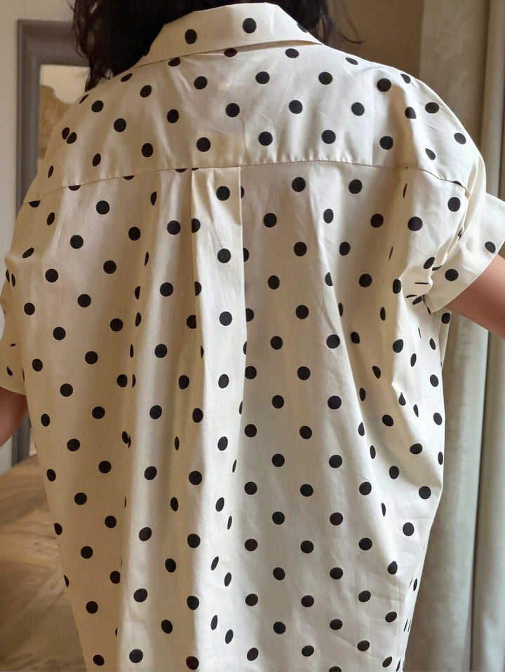 Oversized Polka Dot Button Up Shirt