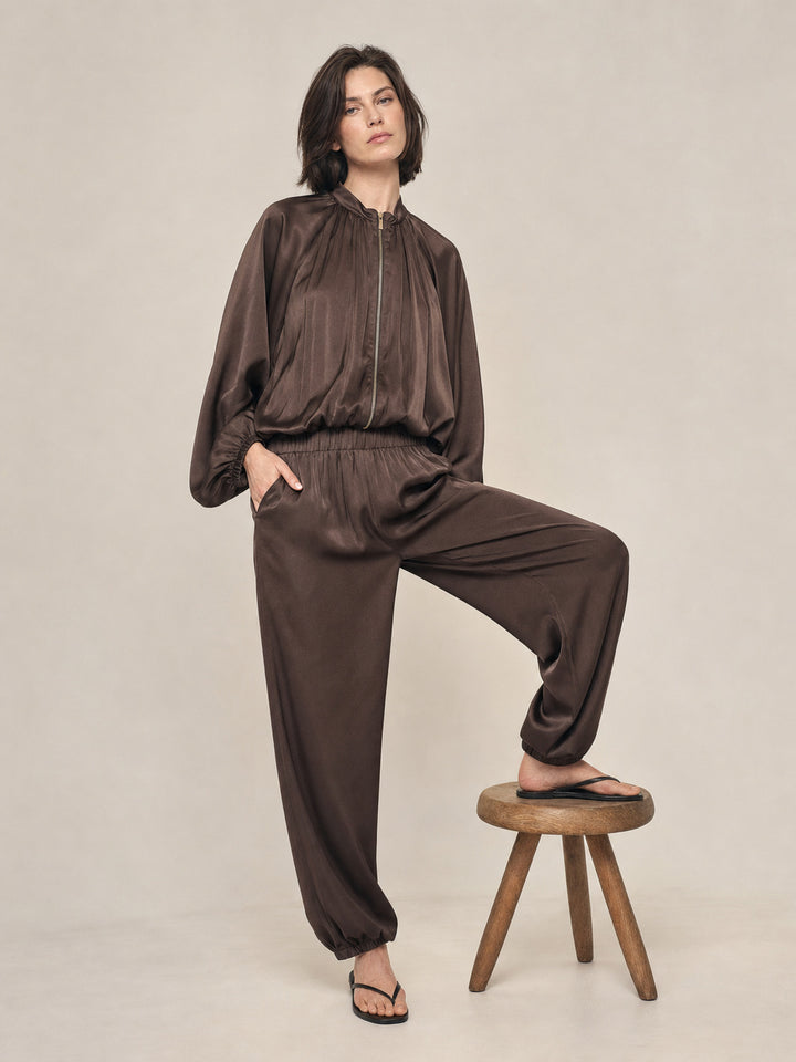 Satin Pleated Lantern Sleeve Pant Set