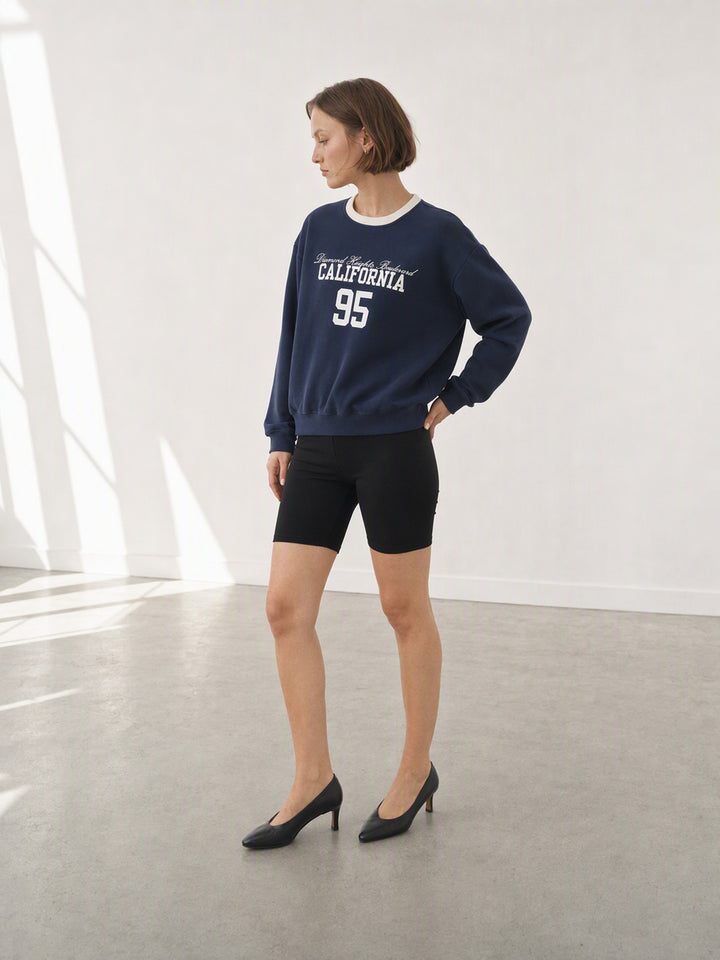 Oversized Graphic California Print Crewneck Sweatshirt