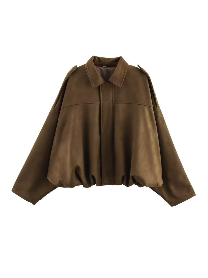 Oversized Olive Faux Suede Jacket
