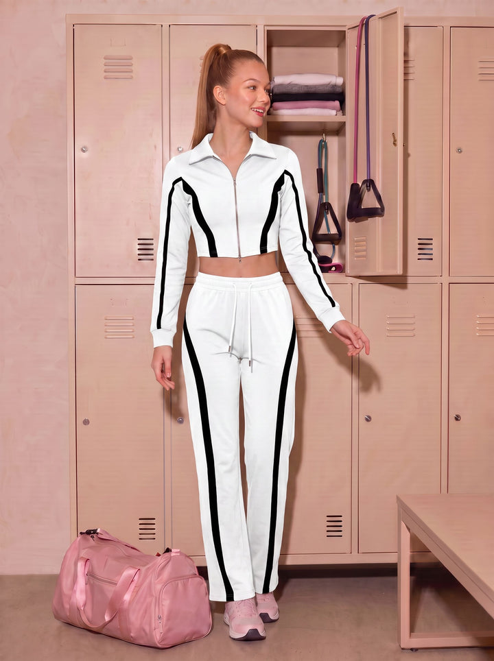 Zip Up Colorblock Lounge Pant Set