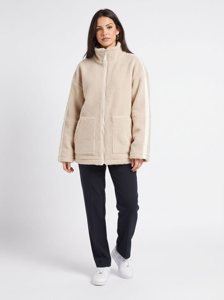 Cozy Oversized Striped Sherpa Jacket